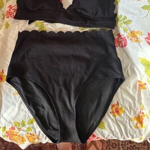 Aerie Full Coverage High-Waisted Bikini Bottoms with Scalloped Edge
